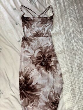 Windsor Brown Floral Midi Slip Dress